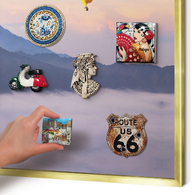 Magnettafel für Urlaubsmagnete in Goldrahmen Sky Journey