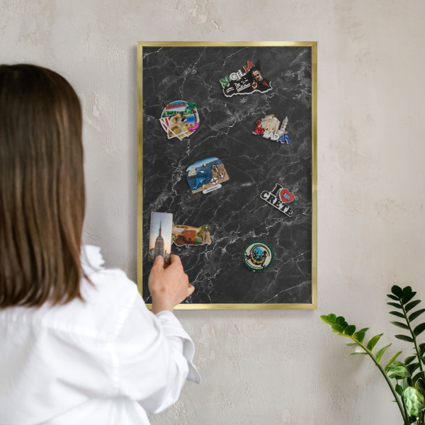 Magnettafel dekorativ bedruckt mit goldenem Rahmen Marmor-Eleganz