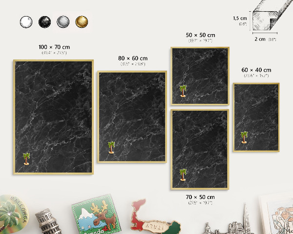 Magnettafel dekorativ bedruckt mit goldenem Rahmen Marmor-Eleganz
