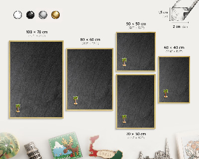 Magnettafel dekorativ bedruckt mit goldenem Rahmen Schwarze Textur