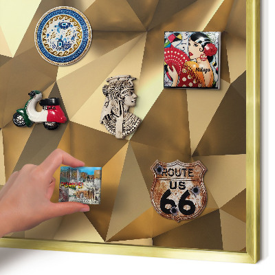 Magnettafel dekorativ bedruckt mit goldenem Rahmen Warme Geometrie