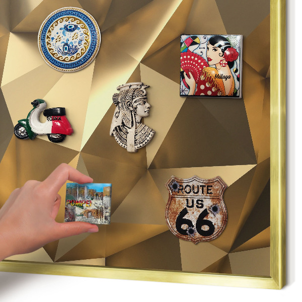 Magnettafel dekorativ bedruckt mit goldenem Rahmen Warme Geometrie