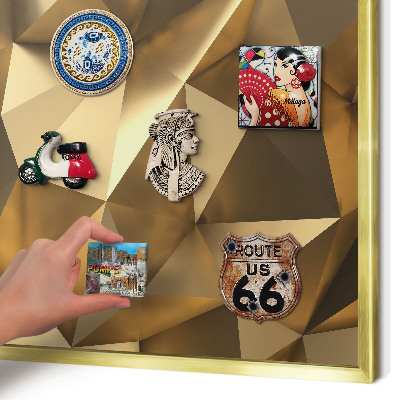 Magnettafel dekorativ bedruckt mit goldenem Rahmen Warme Geometrie