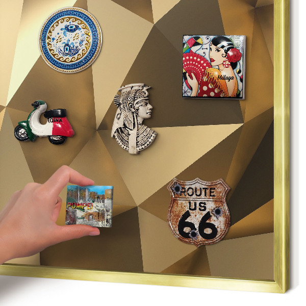 Magnettafel dekorativ bedruckt mit goldenem Rahmen Warme Geometrie