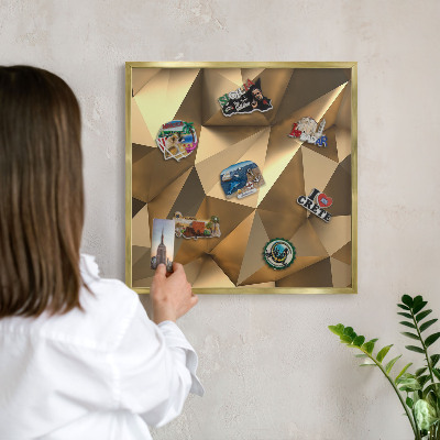 Magnettafel dekorativ bedruckt mit goldenem Rahmen Warme Geometrie