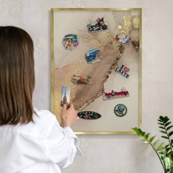 Magnettafel dekorativ bedruckt mit goldenem Rahmen Eleganter Glanz