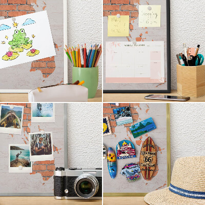 Magnettafel für Urlaubsmagnete in Goldrahmen Brick-Karte