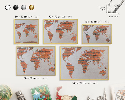 Magnettafel für Urlaubsmagnete in Goldrahmen Brick-Karte