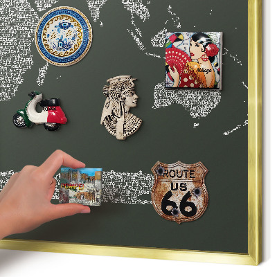 Magnettafel für Urlaubsmagnete in Goldrahmen Textkarte