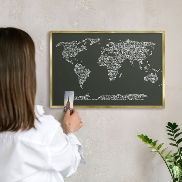 Magnettafel für Urlaubsmagnete in Goldrahmen Textkarte