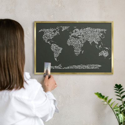 Magnettafel für Urlaubsmagnete in Goldrahmen Textkarte