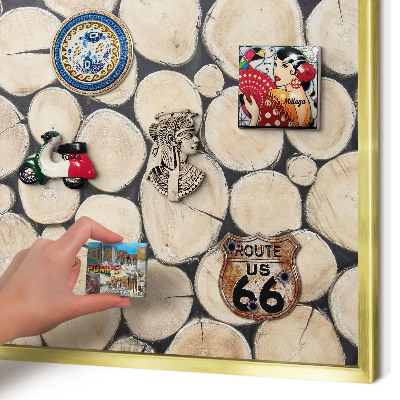 Magnettafel für Urlaubsmagnete in Goldrahmen Holzstruktur