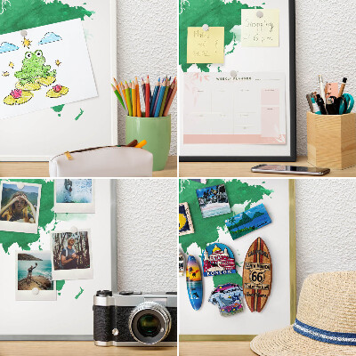 Magnettafel für Urlaubsmagnete in Goldrahmen Grüne Karte
