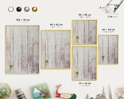 Magnettafel dekorativ bedruckt mit goldenem Rahmen Helles Holz