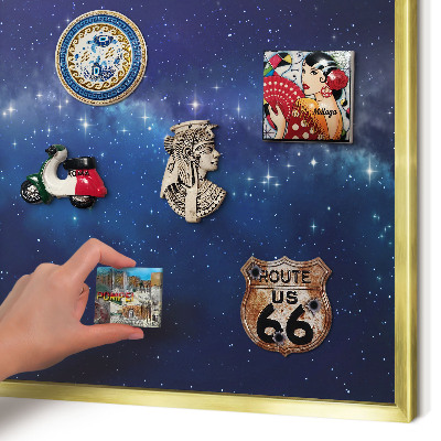 Magnettafel für Urlaubsmagnete in Goldrahmen Sternenraum