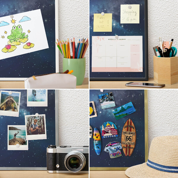 Magnettafel für Urlaubsmagnete in Goldrahmen Sternenraum
