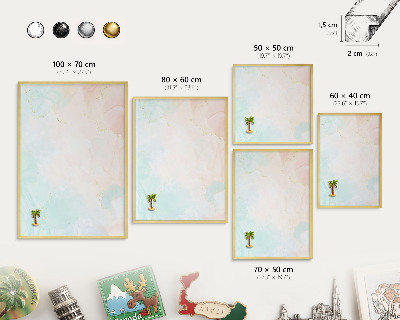 Magnettafel für Urlaubsmagnete in Goldrahmen Pastell-Eleganz