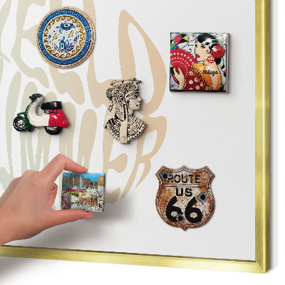 Magnettafel für Urlaubsmagnete in Goldrahmen Hallo Sommer!