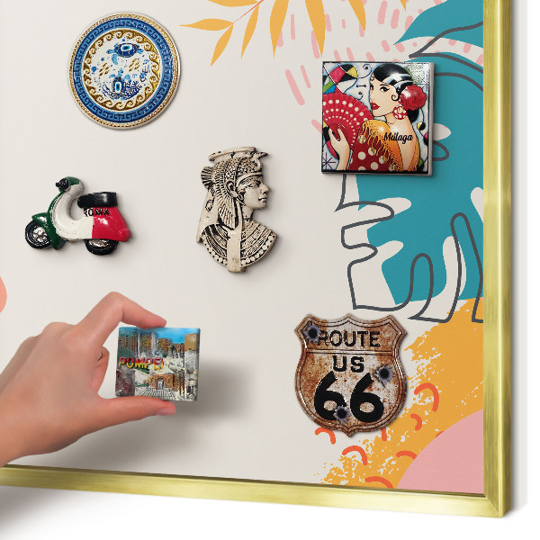 Magnettafel für Urlaubsmagnete in Goldrahmen Moderne Natur