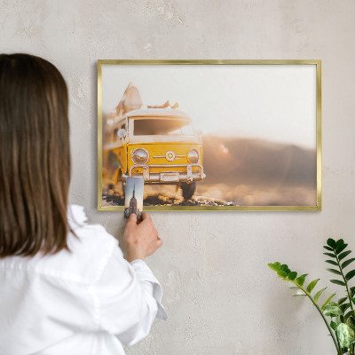 Magnettafel für Urlaubsmagnete in Goldrahmen Retro-Reisen