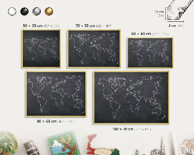 Magnettafel für Urlaubsmagnete in Goldrahmen Kreidezeitwelt