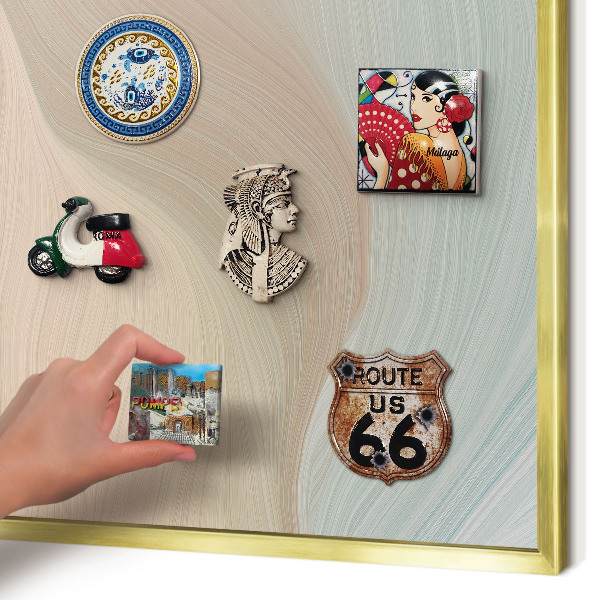 Magnettafel für Urlaubsmagnete in Goldrahmen Pastellwirbel