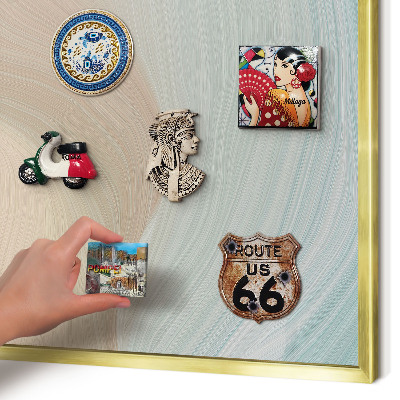 Magnettafel für Urlaubsmagnete in Goldrahmen Pastellwirbel