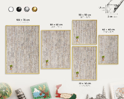 Magnettafel für Urlaubsmagnete in Goldrahmen Ziegelmuster