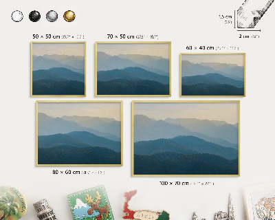 Magnettafel für Urlaubsmagnete in Goldrahmen Bergblick