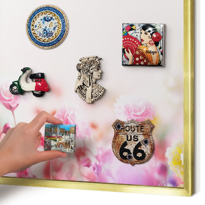 Magnettafel dekorativ bedruckt mit goldenem Rahmen Pastellblumen