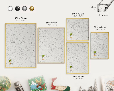 Magnettafel für Urlaubsmagnete in Goldrahmen Geometrische Eleganz