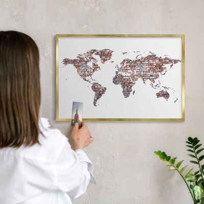 Magnettafel für Urlaubsmagnete in Goldrahmen Brick World