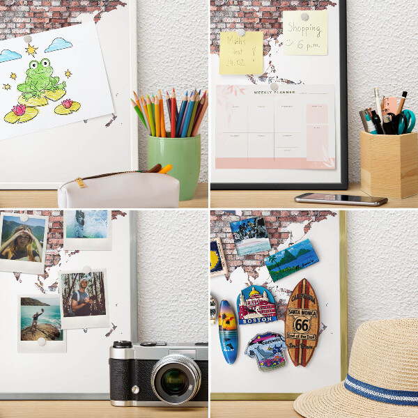 Magnettafel für Urlaubsmagnete in Goldrahmen Brick World