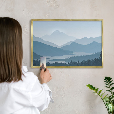 Magnettafel für Urlaubsmagnete in Goldrahmen Harmonie der Berge