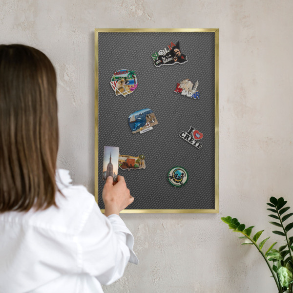 Magnettafel für Urlaubsmagnete in Goldrahmen Geometrische Textur