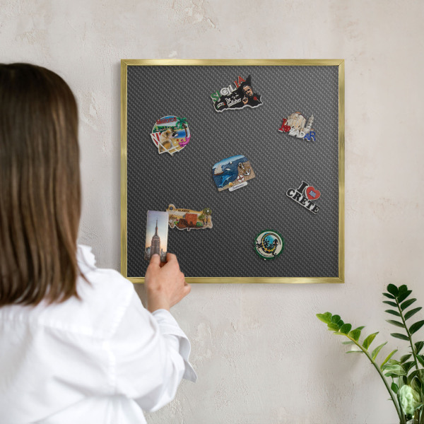Magnettafel für Urlaubsmagnete in Goldrahmen Geometrische Textur