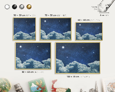 Magnettafel für Urlaubsmagnete in Goldrahmen Kosmische Nacht