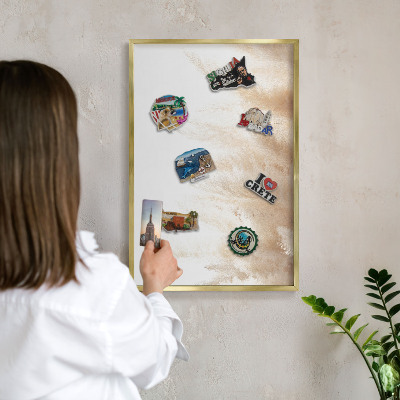 Magnettafel dekorativ bedruckt mit goldenem Rahmen Essentielle Gräser