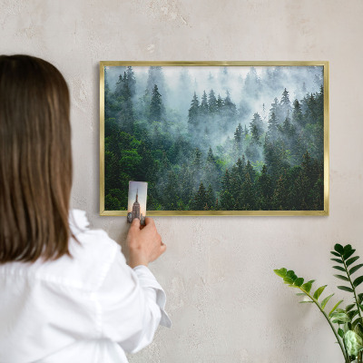 Magnettafel für Urlaubsmagnete in Goldrahmen Geheimnisvoller Wald