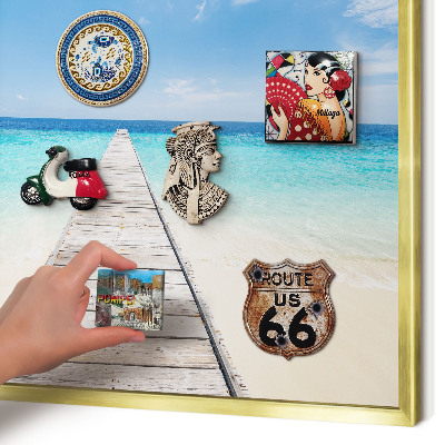 Magnettafel für Urlaubsmagnete in Goldrahmen Ocean Pier