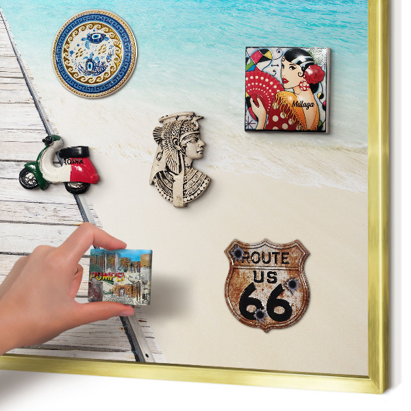 Magnettafel für Urlaubsmagnete in Goldrahmen Ocean Pier