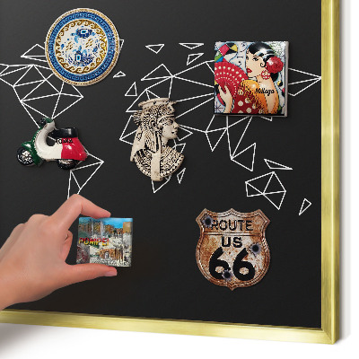 Magnettafel für Urlaubsmagnete in Goldrahmen Weltkarte
