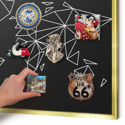 Magnettafel für Urlaubsmagnete in Goldrahmen Weltkarte