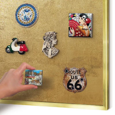 Magnettafel dekorativ bedruckt mit goldenem Rahmen Gelbe Textur