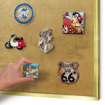 Magnettafel dekorativ bedruckt mit goldenem Rahmen Gelbe Textur