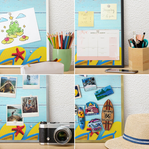 Magnettafel dekorativ bedruckt mit goldenem Rahmen Urlaubsstrand