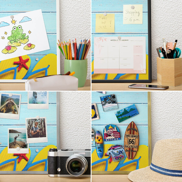 Magnettafel dekorativ bedruckt mit goldenem Rahmen Urlaubsstrand