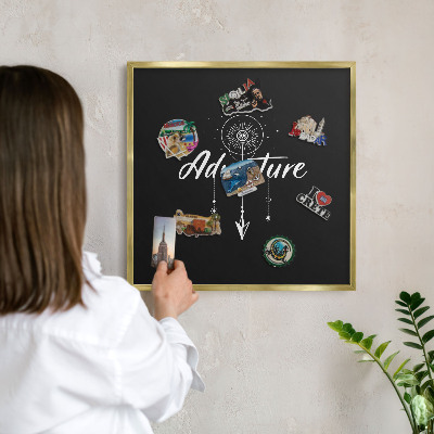 Magnettafel dekorativ bedruckt mit goldenem Rahmen Ein Abenteuer erwartet dich.