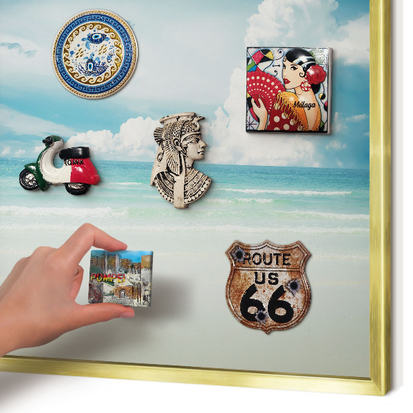 Magnettafel dekorativ bedruckt mit goldenem Rahmen Maritime Harmonie
