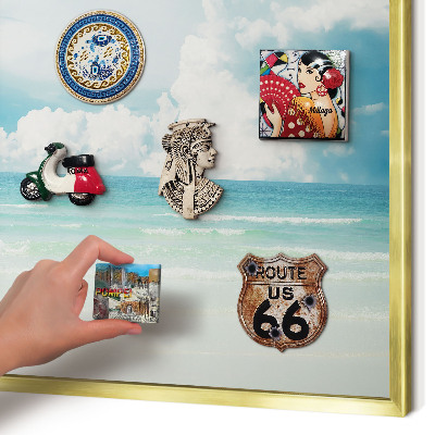 Magnettafel dekorativ bedruckt mit goldenem Rahmen Maritime Harmonie